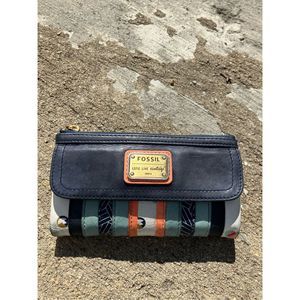 Fossil Leather Lamb Blue Wallet